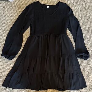 Elegant Black Long Sleeve Dress